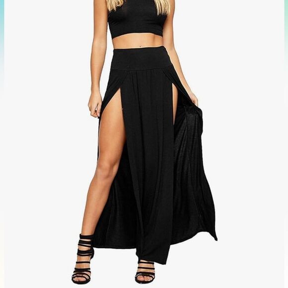 NWT SIZE 8 BEBE DOUBLE SLIT FRONT MIDI SKIRT - Picture 1 of 6